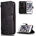 Produktbild Handyhülle für iPhone 7 Leder,iPhone 8 Hülle,FNBK Blumen Flip Wallet Stand Case Card Leder Tasche Karteneinschub Magnetverschluß Kratzfestes Schwarz Schutzhülle für Apple iPhone 7/iPhone 8 4.7"