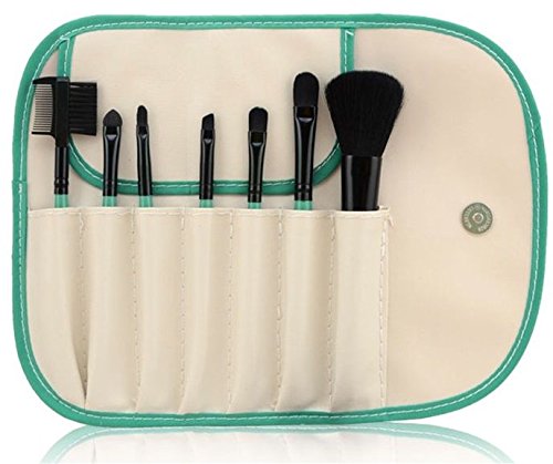 Low-cost sales makeup tools 7pcs Both portable makeup brush set, Soft hair brand CORAL GREEN makeup brushes professiona