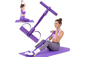 WOOXDYUK Dragband med 6 rör, buktränare för hemmabruk, motståndsband med handtag, buktränare för hemmabruk, yoga, fitness