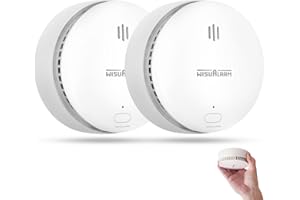 WISUALARM Smoke Alarms for Home, 10 Years Replaceable Battery Smoke alarm, Fire alarm, Smoke Detector with Silence/Test Button, Conforms to EN 14604 Standard (Replaceble Battery 2 Pack)