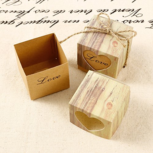 50 x Kraftpapier Hochzeit Gastgeschenk Bonboniere Box Geschenkbox Geschenkschachtel Kartonage Geschenkverpackung Tischdeko - 6