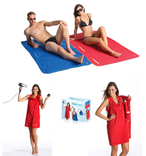Kanguru Smartowel Rot , Saunatuch Strandtuch zum anziehen, in 3 Größen (S (75x142cm))