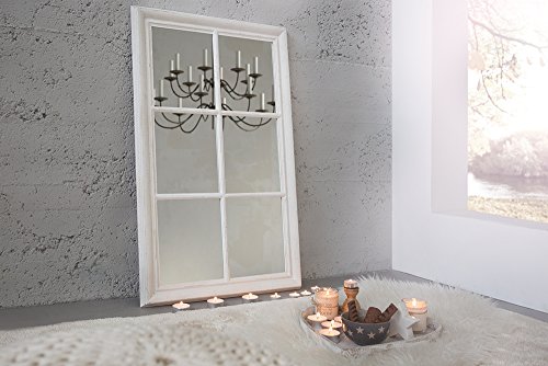 Romantischer Spiegel WINDOW weiß 105 cm im Shabby Look Wandspiegel Dekoration Standspiegel Fenster-Optik - 2