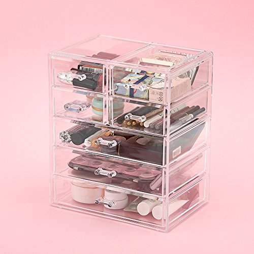 Acryl Makeup Box, EZOWare Acryl Makeup und Kosmetik Aufbewahrung / Organiser mit 5 Ebenen 7 Schubladen – Kristall - 7