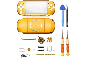 Hzxkqmil Kit Guscio Completo Custodia di Ricambio per Sony PSP 3000 PSP3000 Console, Piastre di Copertura Anteriore Posteriore Fai da te Accessori + Set di Viti a Bottone (Oro)