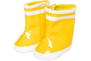 Heless 1401 - Stivali di Gomma per Bambole, Gialli, Taglia 30-34 cm, per Piedi di Bambola asciutti in Caso di Pioggia e Trendsetter