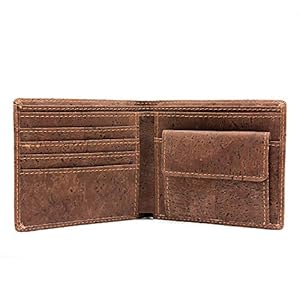 Boshiho RFID Blocking - Cork Wallet Slim Design Bifold Purse Wallet with Coin Pocket, Vegans Wallet Eco Friendly Gift for Men & Women (Brown)