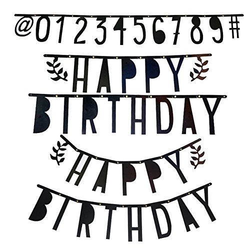 DIY Buchstaben Zahl Symbole Flaggen-Fahnen fuer Hochzeit Dekoration,SCHWARZ 141er/Set - 2