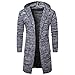 Produktbild Herren Strickjacke Lange Btruely Mode Regenmantel Herbst Winter Männer Slim Parka Warm Hooded Jacke Lange Outwear (L, Grau)