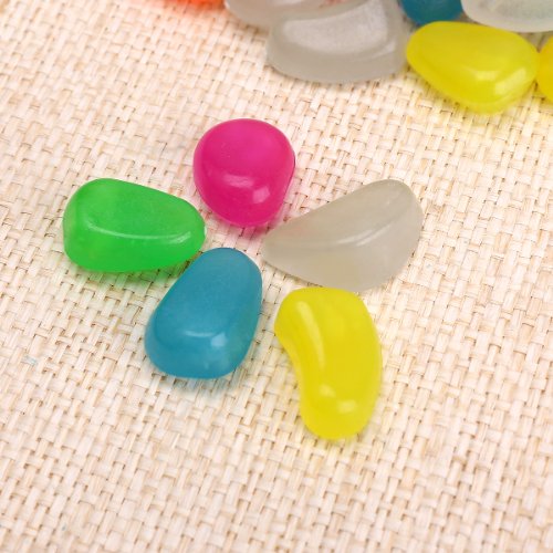 250g ca. 100 St. Bunt Leuchtsteine Leuchtkiesel leuchtende Kiesel Aquarium Garten Deko - 2