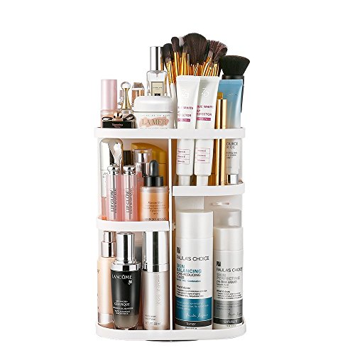 jerrybox Make-up-Organizer 360 Grad drehbar verstellbar Multifunktions-Kosmetik Aufbewahrungsbox, groß, weiß, Quadrat