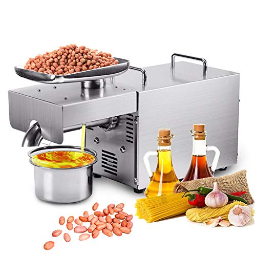 Preisvergleich Produktbild Ölpresse Maschine Automatische 850W 304 Kommerzielle Edelstahl-Öl-Extraktionsmaschine Heiß- und Kaltpresse 220V für Erdnuss Samen