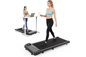 Dripex Walking Pad Treadmill, 2.5HP Under Desk Treadmill w/ 265 LBS Weight Capacity, Walking Running Machine with Remote Control and LED Display, Adjustable Speeds 1-6km/h, No Assembly