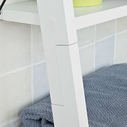SoBuy® Badregal, Leiterregal, Standregal, Handtuchleiter, Bücherregal, mit vier Böden, FRG100-W - 5