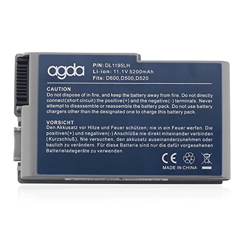 AGDA®Li-ion 6-Zellen 11.1V 5200mAh Neu Externer Notebook Laptop Batterie Akku Kapazität für Dell Latitude D500 D505 D510 D520 D530 D600 D610 C1295 Inspiron 500m