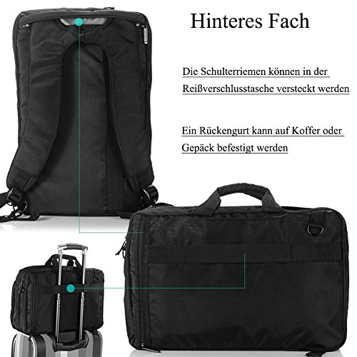 DTBG Nylon mehrzweck Businesstasche mehrfachfach Reise Rucksack geräumig Laptop Tasche Messenger Bag Aktentasche Computer Schultertasche Wanderntasche Daypack für 17,3 Zoll Laptop/Macbook/Tablet, Schwarz - 5