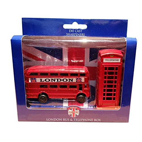 Fundición de Reino Unido GB Metal teléfono londinense y Londres camino Maestro autobús sacapuntas juego! Recuerdo/Speicher/memoria! Sacapuntas! Taille-del creyón Bleistiftspitzer Temperamatita Sacapuntas // /!
