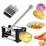 Laxus Pommes Frites Schneider, Edelstahl Pommesschneider Kartoffelschneider Gemüseschneider und Obststiftler mit 2 Klingen Für dünne oder größere Fritten