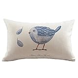 HYSENM Kissen Kopfkissen Kissenbezug Kissenhülle 30*50cm/45*45cm/60*60cm Leinen Quadratisch Vogel Blumen Couch Sofa Weihnachten, Kissenhülle CM29 30 x 50 cm