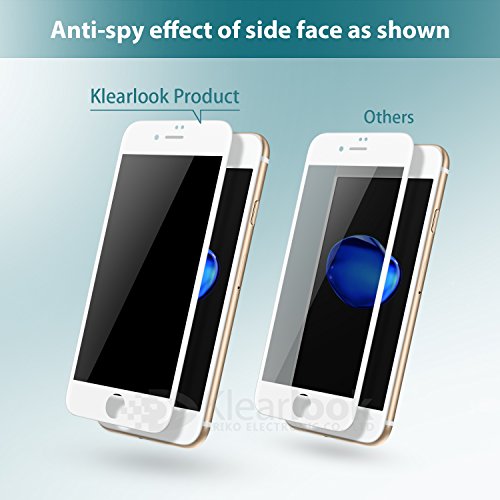 iPhone 7 Plus/iPhone 8 Plus Screen Protector, KlearlookÂ® [Case Friendly] Edge-to-Edge Anti-Spy and Peeping Privacy Proof Premium Tempered Glass with [Aluminum Element] Screen Protector for Front with Privacy-Proof/Smooth Touch + [Upgrade for Back]Full Coverage Carbon Fibre Sticker Protector Film for Back for Apple iPhone 7 Plus/iPhone 8 Plus [White Frame]
