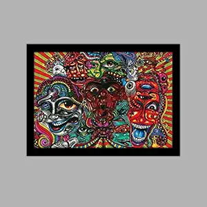 BIRDS MIND Synthetic Wood Wall Hanging Trippy Photo Framed Posters Boys Room Bedroom Living Room Home Decor L x H 13 Inches x 9.5 Inches