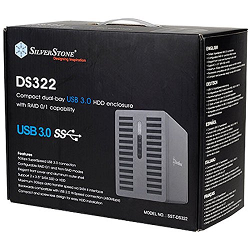 SilverStone SST-DS322B – USB 3.0 Externes Festplatten-Gehäuse für 2 x 3,5″ SATA-HDDs oder -SSDs mit konfigurierbaren RAID-Funktionen, schwarz - 9