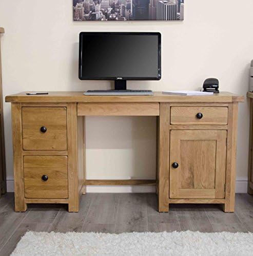 Original Rustic Solid Oak Furniture Large Office PC Computer Desk