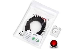 Chanzon 100 pezzi 3528 (1210) Chip di luci a diodi LED SMD rossi (montaggio superficiale PLCC 3,5 mm x 2,8 mm CC 2 V-2,2 V 20 mA 0,04 W) Lampadine luminose ad alta intensità Lampade Componenti