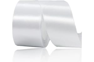 ASALZBOAY Geschenkband weiß 50 mm Breit ,23 Meter Satinbänder Weiss Stoff Schleifenband Kunsthandwerk, Kränze, Hochzeitsdekoration, Weihnachten, Haarbögen, Blumensträuße, Geburtstag und Geschenkverpackung