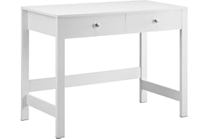 VEVOR Small Desk with Drawers, Kids Desk for Bedroom, Modern Simple Study Table for Drawing, Reading, Writing, Rectangle MDF Furniture Study Storage Table for Home, Office, White