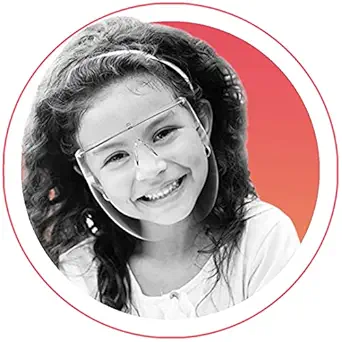 3G Chemist Kids Children Reusable Face Shield Protective Mask, Hard Face Visor, with Spectacle Frames, Fits Comfortably on Ears, for Ages 8+, Ideal for Boys and Girls