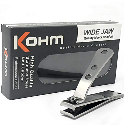 Kohm CP-140L - Cortaúñas de Acero Inoxidable para Uñas Gruesas y Uñas de Los Pies con Hongos, Boca ancha de 4mm, con ángulo de corte curvo