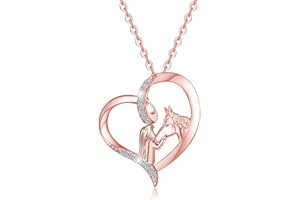 yiwaxice Horse Necklace for Girls Silver Love Heart Pendant Jewelry Birthday Christmas Gifts for Girlfriend Wife Mom Daughter Granddaughter Niece 18"