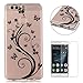 Produktbild CaseHome Silicone Gel HUAWEI P9 Plus Hülle(Mit Frei HD Displayschutzfolie) Transparent Weiche Silikon Schutzhülle,Weicher Flexibel Klar Gel Silikon TPU Hülle Superdünn Stoßfest Tasche Telefon-Kasten Schutz Tasche Schutzhülle Durchsichtig Handyhülle Silikon Case Schale für HUAWEI P9 Plus with Unique Black Pattern Design-Butterfly Floral Leaf