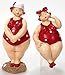Produktbild Schick-Design 2 Badenixen - Rot - Stehend und sitzend 10 cm im Badeanzug mit Kopftuch Mädchen Rubensfrau Mollige Dame Dicke Frau Badezimmer Kantenhocker Figur
