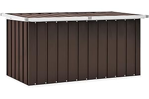 Capwee Baule da Esterno Metalli Cassapanca Contenitore da Esterno Cassapanca Contenitore Box Porta Attrezzi Bauli Contenitori Baule da Interno-Marrone-129 x 67 x 65 cm