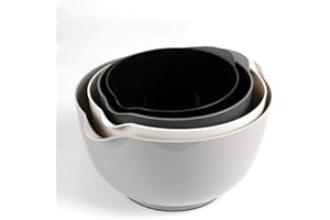 BoxedHome Mixing Bowl Grey Set Mixing Bowl Set Plastic Salad Bowl Non-Slip Stackable Serving Bowls for Kitchen Mixing Bowl 4-Piece Reusable