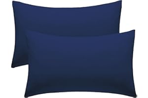 DN COLLECTION Pillow Cases 2 Pack Navy Blue Pillow Covers 50X75CM Hotel Quality Poly Cotton (Navy Blue, 2 Pillow Cases)