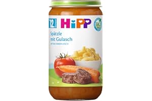‎HIPP HiPP Bio Menüs ab 12. Monat Spätzle mit Gulasch, 250g, 6er Pack (6x250g) Verpackung kann variieren