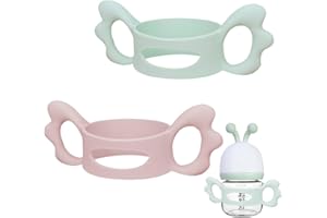 DWFEYOI 2Pack Babyflaschen Griffe, Babyflaschengriffe Silikon Flaschengriff Griffhalter für Avent Weithals PP Glas Babyflaschen Babyflaschen Zubehör Außendurchmesser über 6cm für Flasche