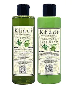 Khadi Natural Herbal Parabens Free Aloevera Shampoo And Hydrating Aloe vera Conditioner Combo Pack For Hair Growth - Controls Hair Fall | Suitable For Dry,Curly And Frizzy Hair (Each 200 ml)