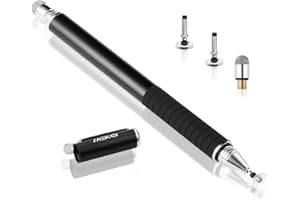 MEKO 2-en-1 Stylet pour Ecran Tactile de Précision avec 3 Pointes de Stylet Capacitives Remplaçables pour iPad, Tablette, iPhone, Smartphone, Samsung Galaxy Note/Tab - Noir