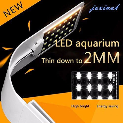 juxinuk 1pc Super Slim LED Aquarium Lighting plants Grow Aquatic Plant Lighting Waterproof Light Lamp For Fish Tank Decoration (WhiteEU)