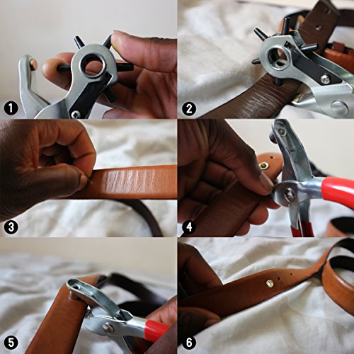 5-Loch Lochzange & Ösenzange Set 20 Ösen von Kurtzy – Metallösen Druckknopf Stud Ring Schneider Zange Werkzeug – ideales Werkzeug für Leder, Stoff, Gürtel, Kleidung, dekorative Reparatur - 6