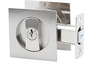 HOCONNIE Manilla para Puerta de Bolsillo con Llave Cerradura de Puerta Corredera Cerradura Puerta Corredera 66mm Plateado