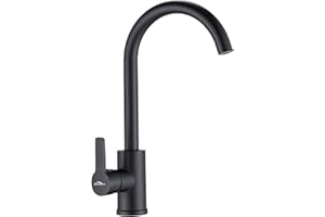 Auralum Czarna bateria kuchenna, obrotowa bateria kuchenna 360°, bateria kuchenna z wysoką wylewką, dostępna bateria zlewozmywakowa zimna i ciepła