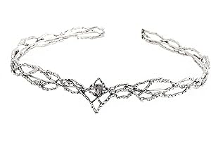 QICSTELAR Elf Princess tiara King Headband Princess Headpieces Fairy Crown for Women Ladies Girls Princess Queen Birthday Wedding (2-Silver With Black Diamond)