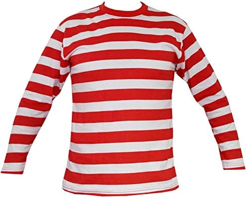 Rock Star Academy Mens Red and White Striped Long Sleeve Shirt (X Large)