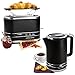 Produktbild Andrew James Lumiglo Wasserkocher und Toaster Set | Schnellkochender 3000W 1,7L Wasserkocher und 2-Scheiben Toaster mit Brötchenaufsatz und Herausnehmbaren Krümelblech | Einstellbare Temperaturregler | Abtaufunktion | Schwarz