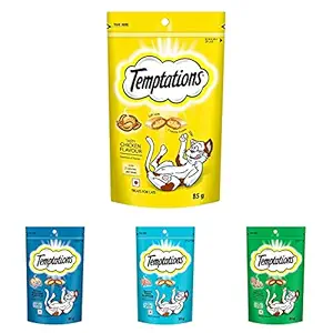 Temptations Cat Treat, Tasty Chicken Flavour - 85 g & Tuna & Medley&Salmon